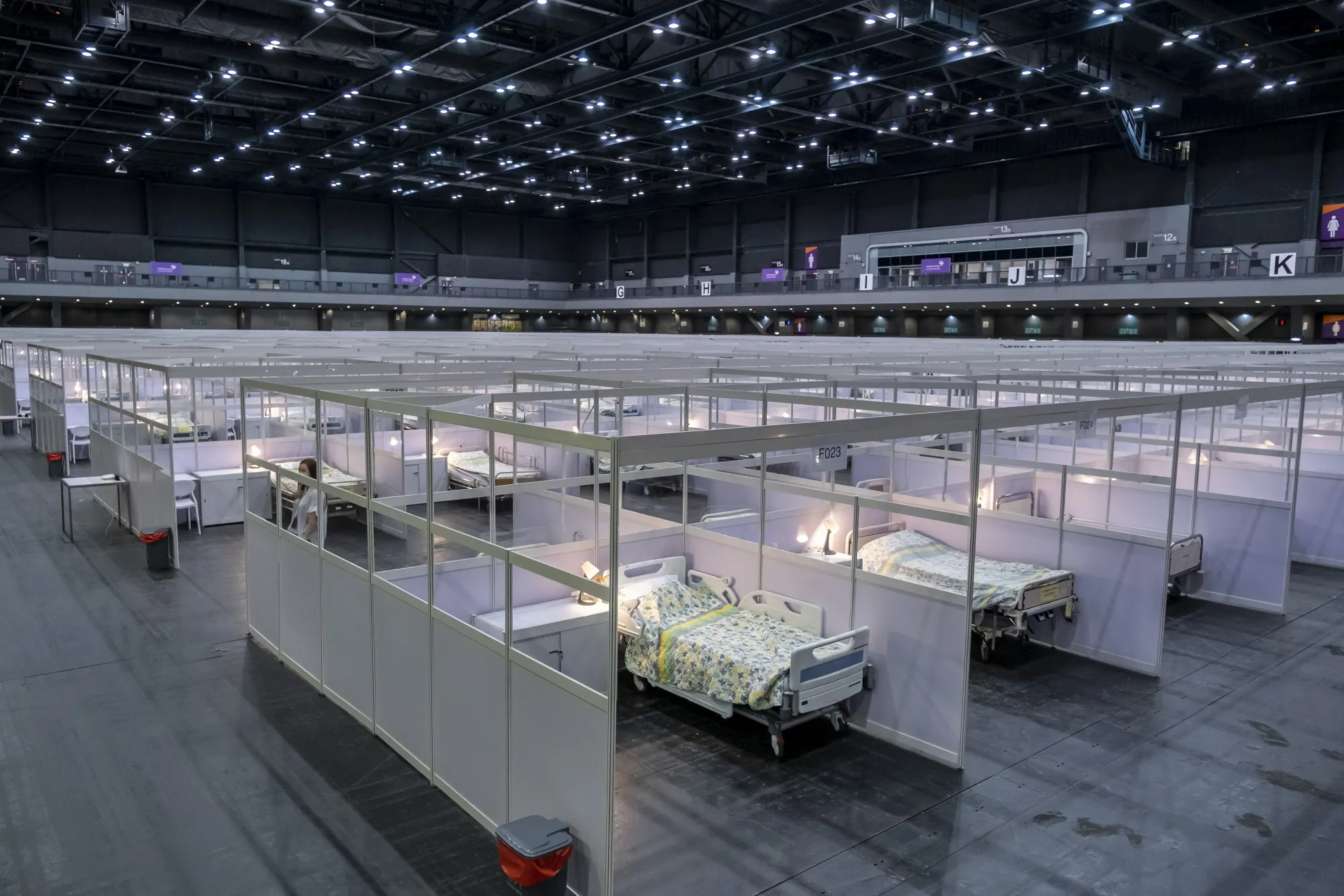 The Covid-19 set up&nbsp;at the Asia World Expo (AWE) in Hong Kong.