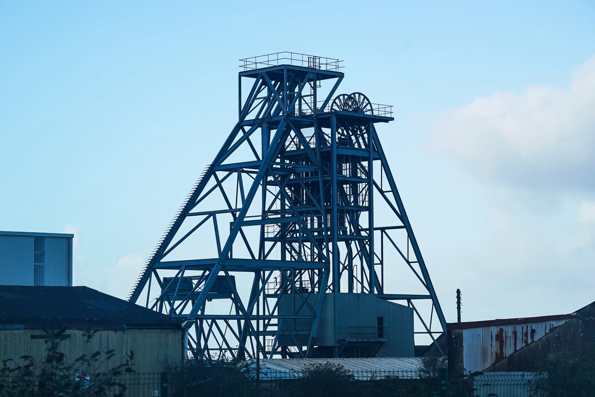Headgear at South Crofty mine in Redruth, England.