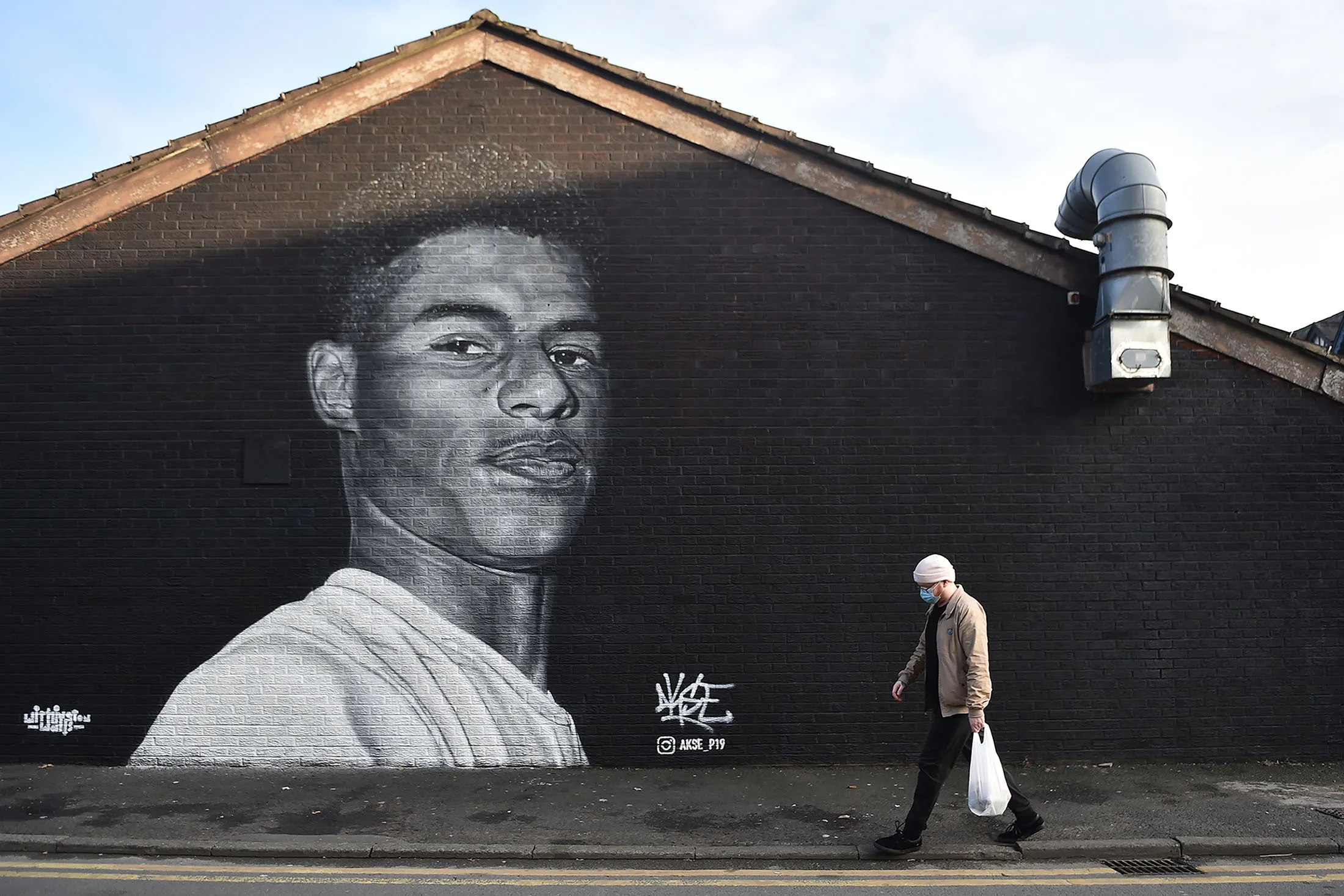 A&nbsp;mural of footballer Marcus Rashford in Salford, Manchester,&nbsp;on Nov.&nbsp;7