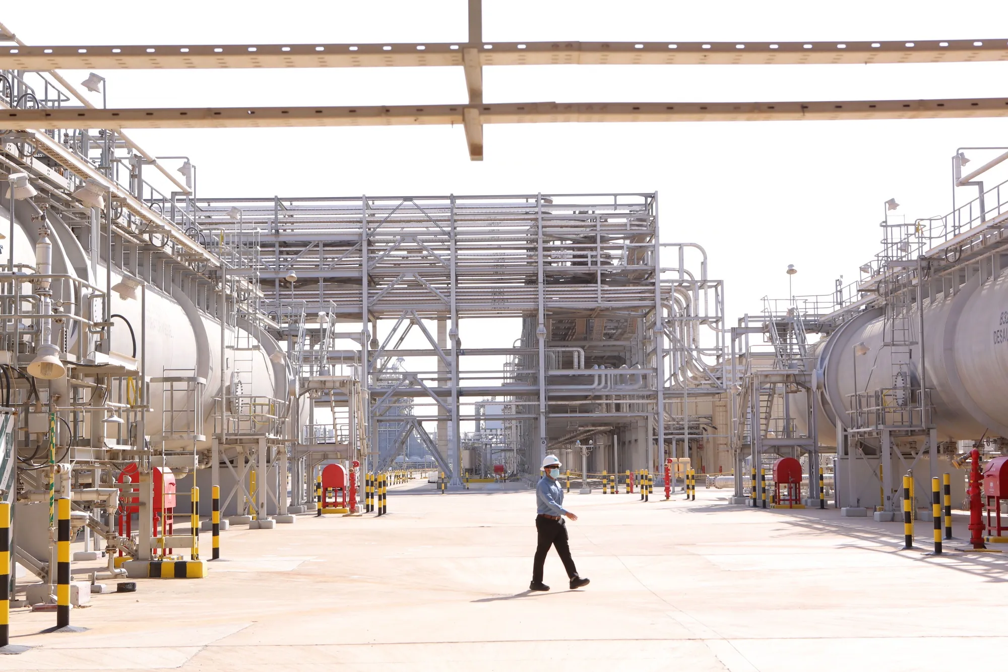 An employee at the Khurais Processing Department in the Khurais oil field in Khurais, Saudi Arabia.