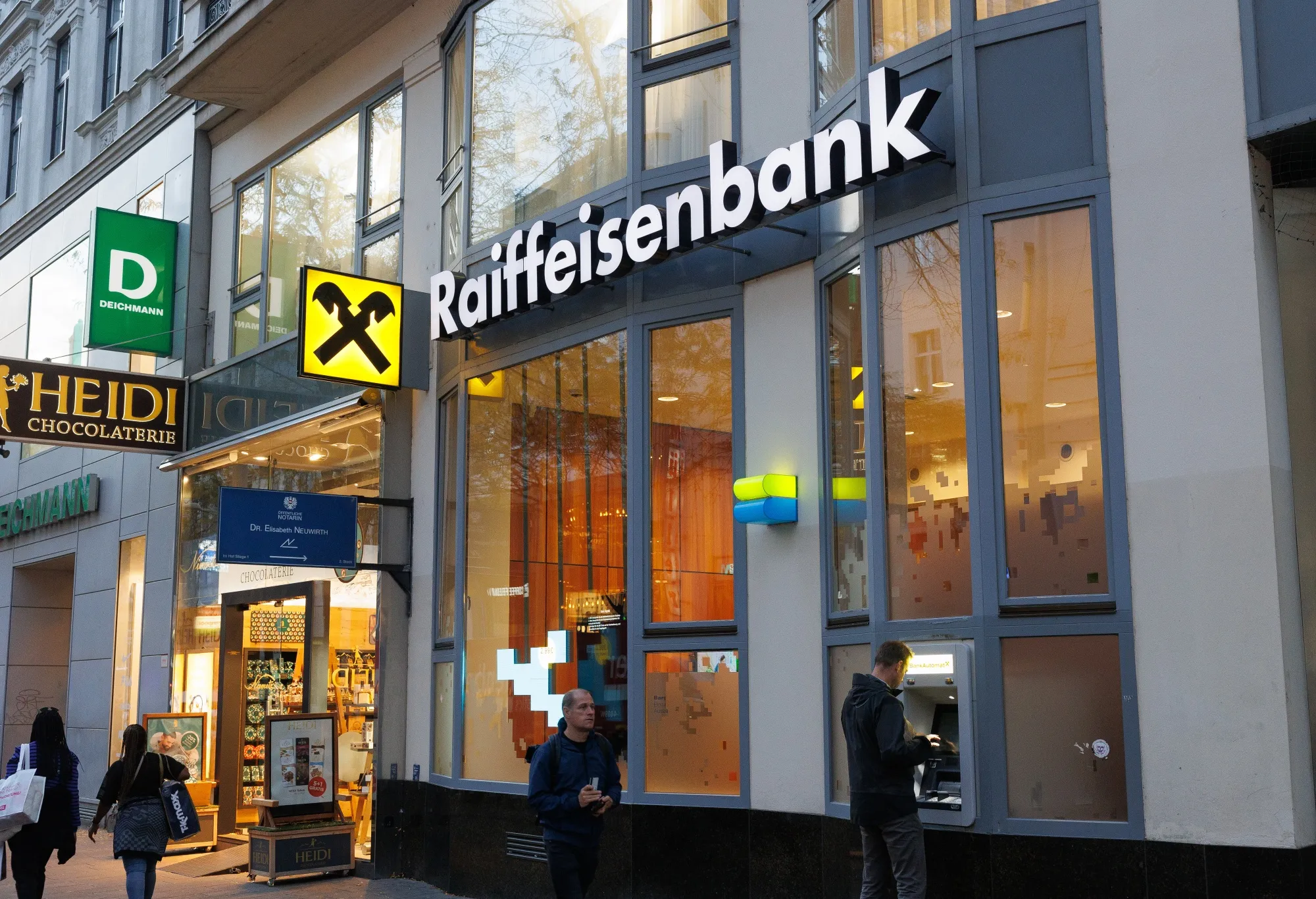 A Raiffeisen Wien bank branch in Vienna, Austria, on Wednesday, Oct. 9, 2024. Austria's final consumer prices rose 1.8% year-over-year in September, according to Statistik Austria.