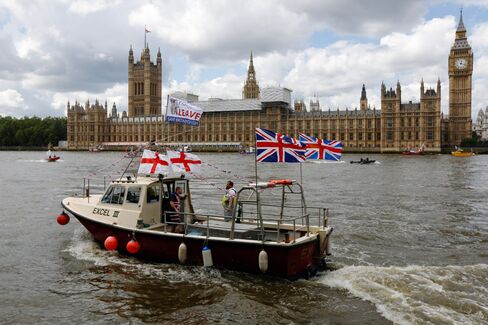 Fishermen demonstrate outside the Houses of Parliament on June 15.