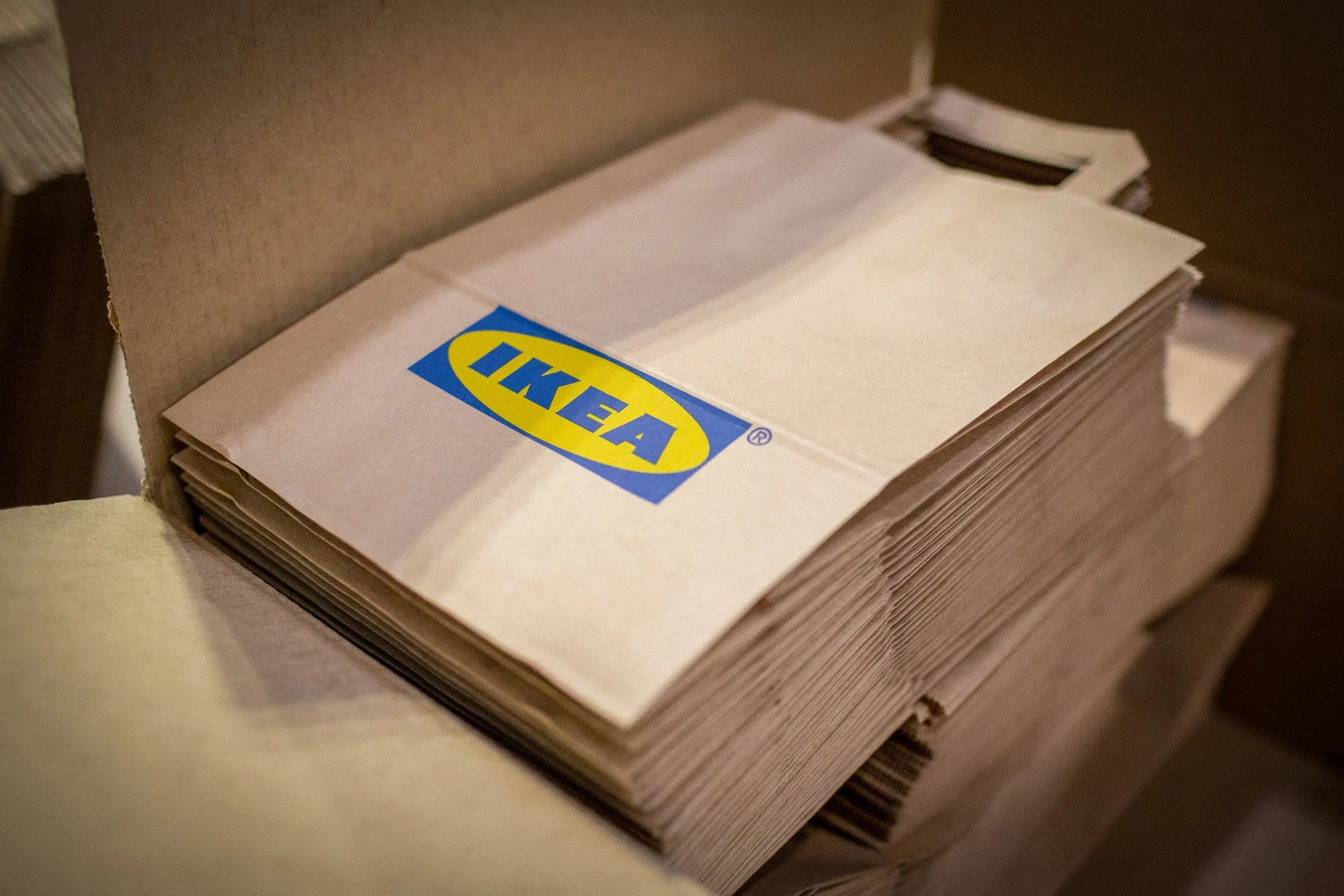 Ikea branded paper bags.