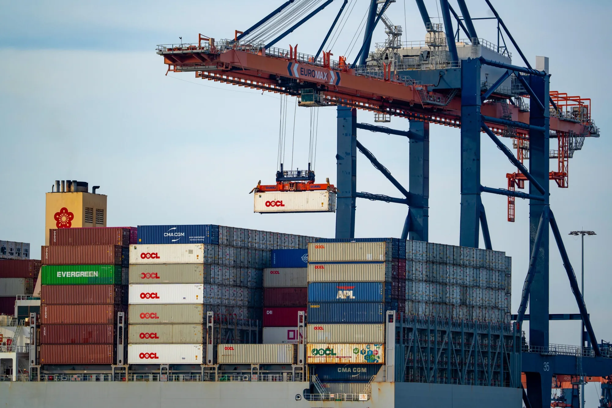 A operations at the Euromax Terminal in the Port of Rotterdam, in Rotterdam, Netherlands.