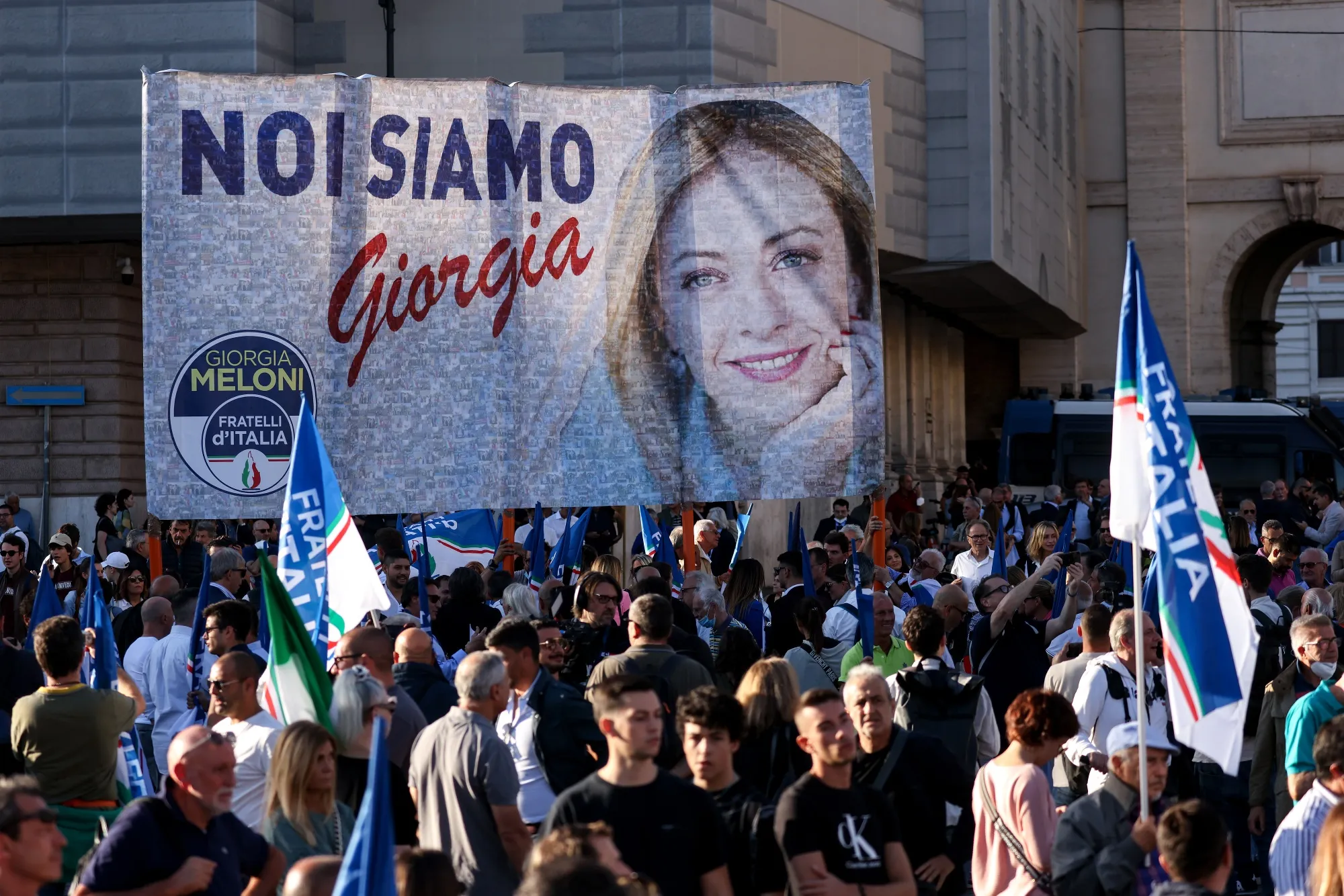 A campaign&nbsp;rally by a right-wing coalition including Brothers of Italy on Thursday.