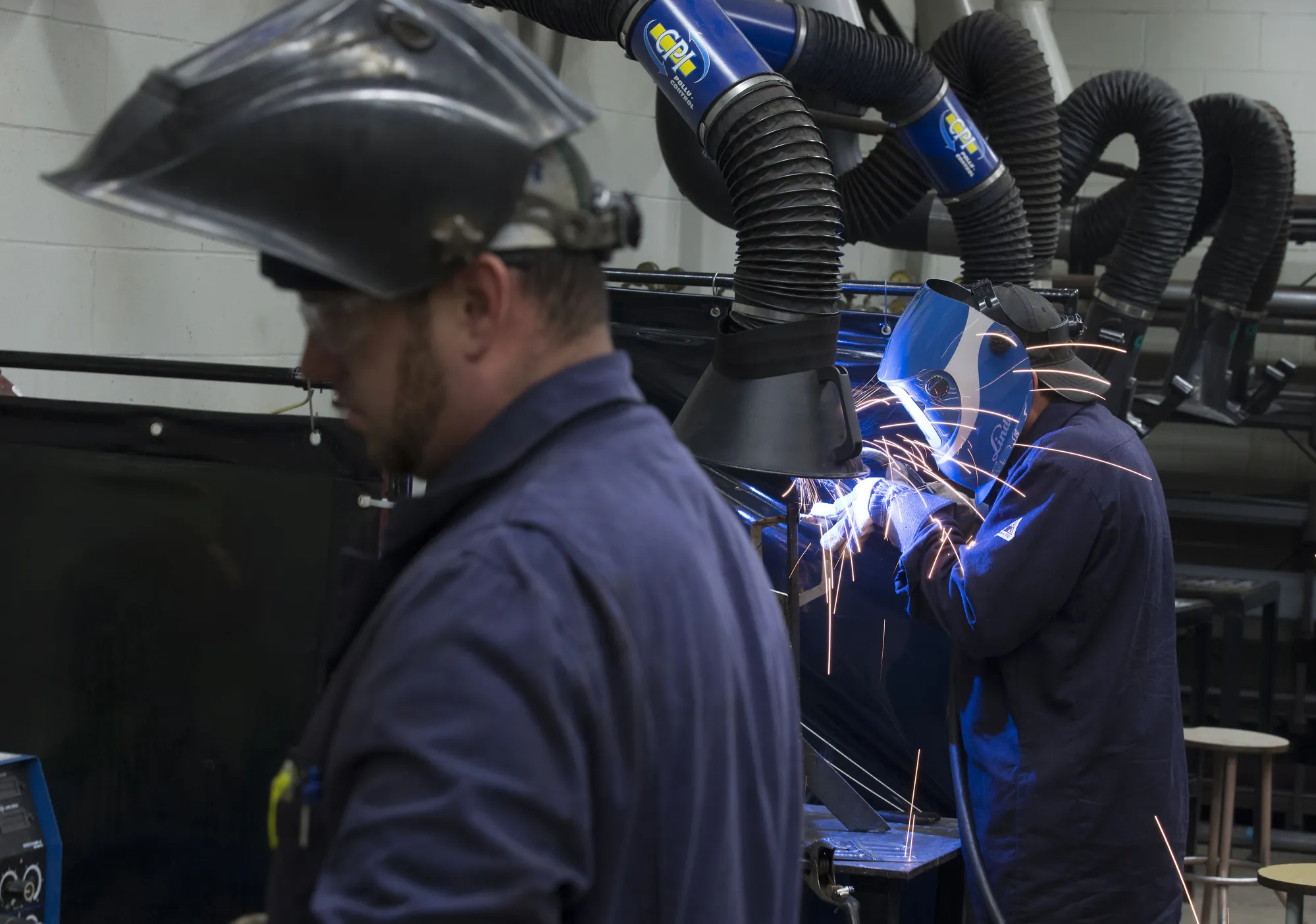 A student practices welding techniques at the vocational training centre in Montmagny, Quebec, Canada, on Tuesday, Oct. 31, 2017. In this region alongside the St. Lawrence River there aren't enough local workers interested in blue-collar jobs. With a jobless rate of 6 percent, the province has little choice but to turn to immigrants as its population ages more rapidly than the U.S., the U.K. and the rest of Canada.