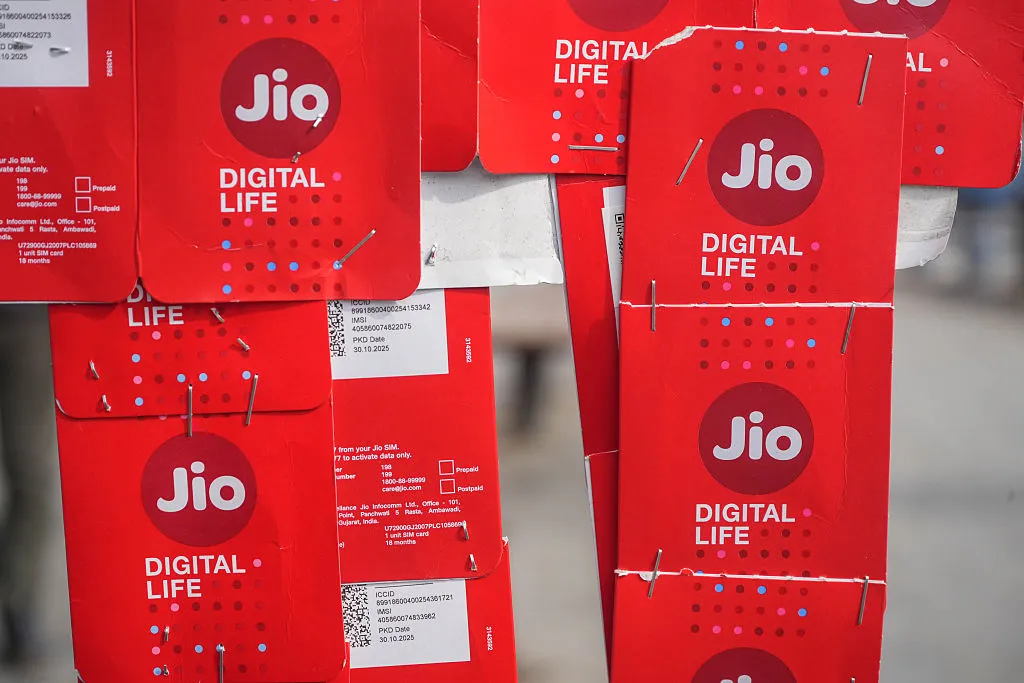 Mobile SIM card packets for Jio Platforms Ltd, in Srinagar, Jammu and Kashmir.