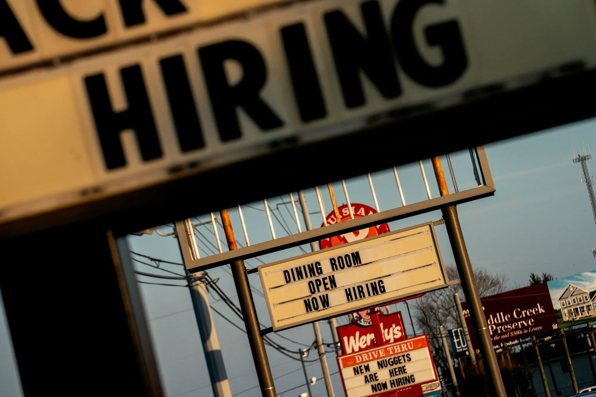 Now Hiring signs&nbsp;in Rehoboth Beach, Delaware.