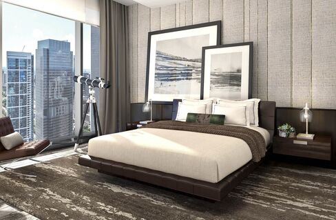 A master bedroom in the penthouse.