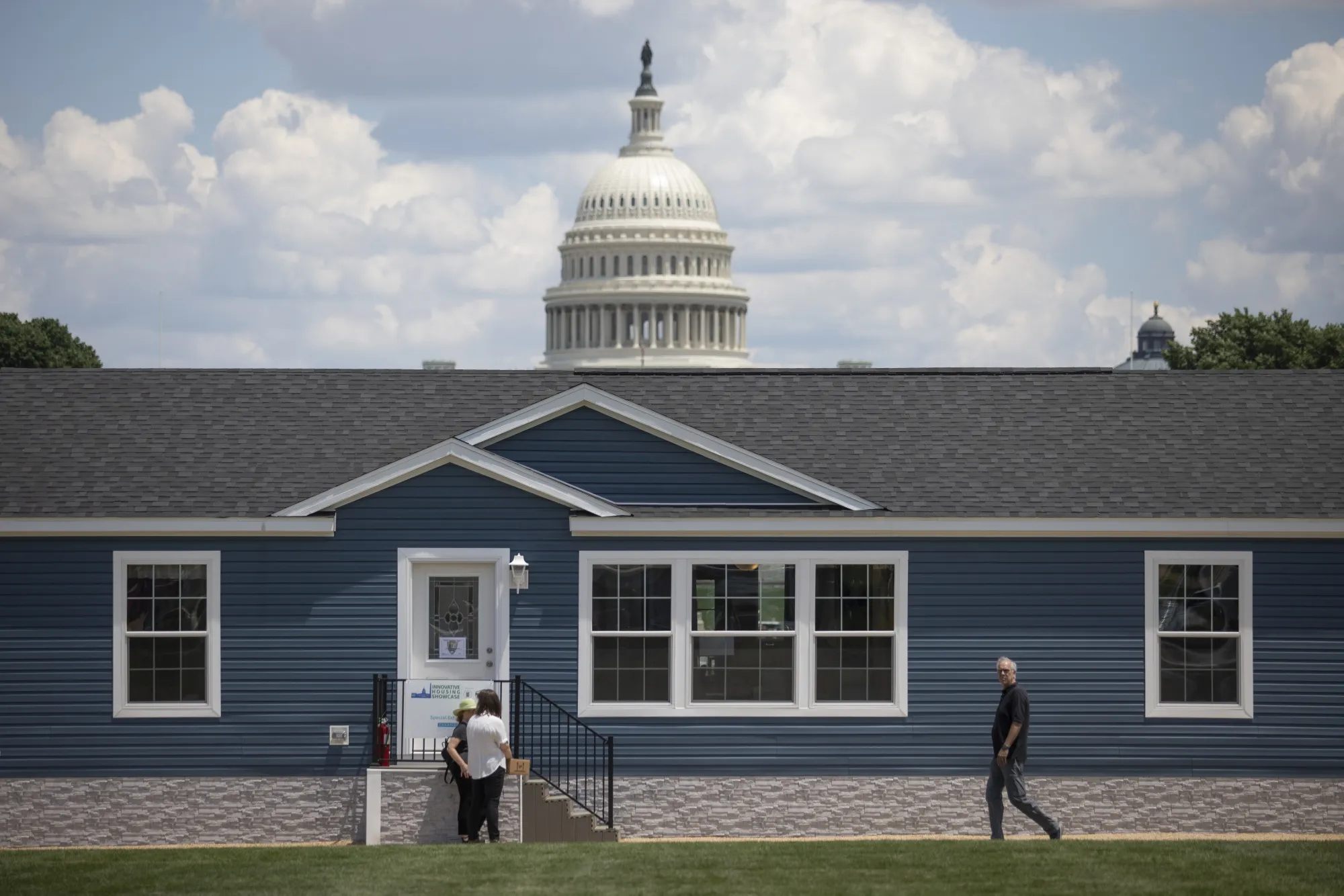 A one-story model home on display at the Innovative Housing Showcase on the National Mall in Washington, D.C., on&nbsp;June 10.