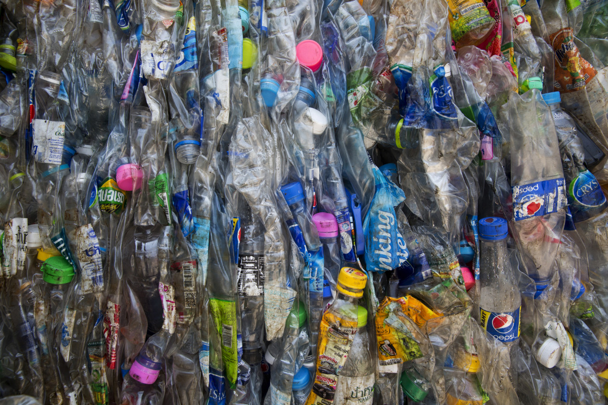 Compressed plastic bottles