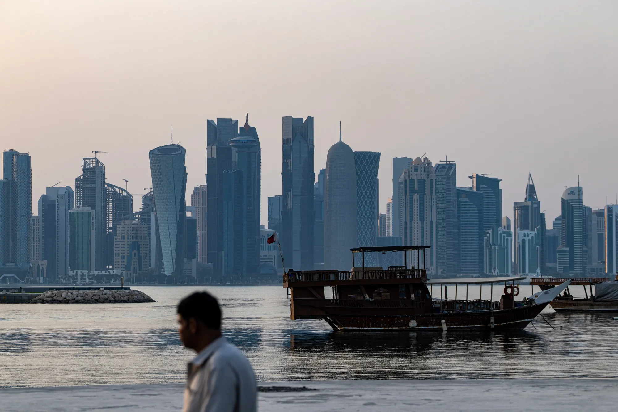 The Qatar Financial Centre on the skyline in Doha, Qatar.