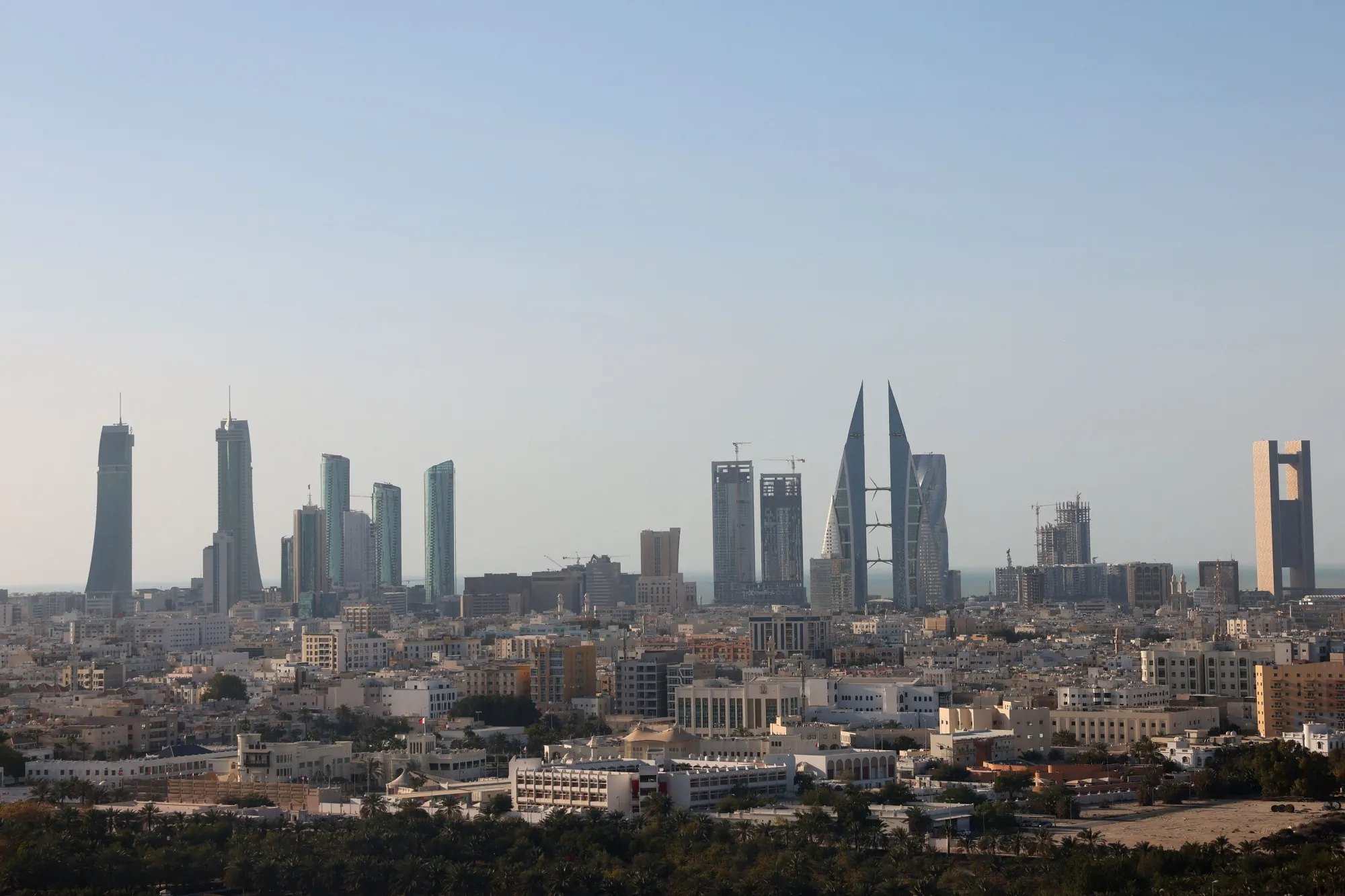 The skyline of the Bahraini capital city of Manama.