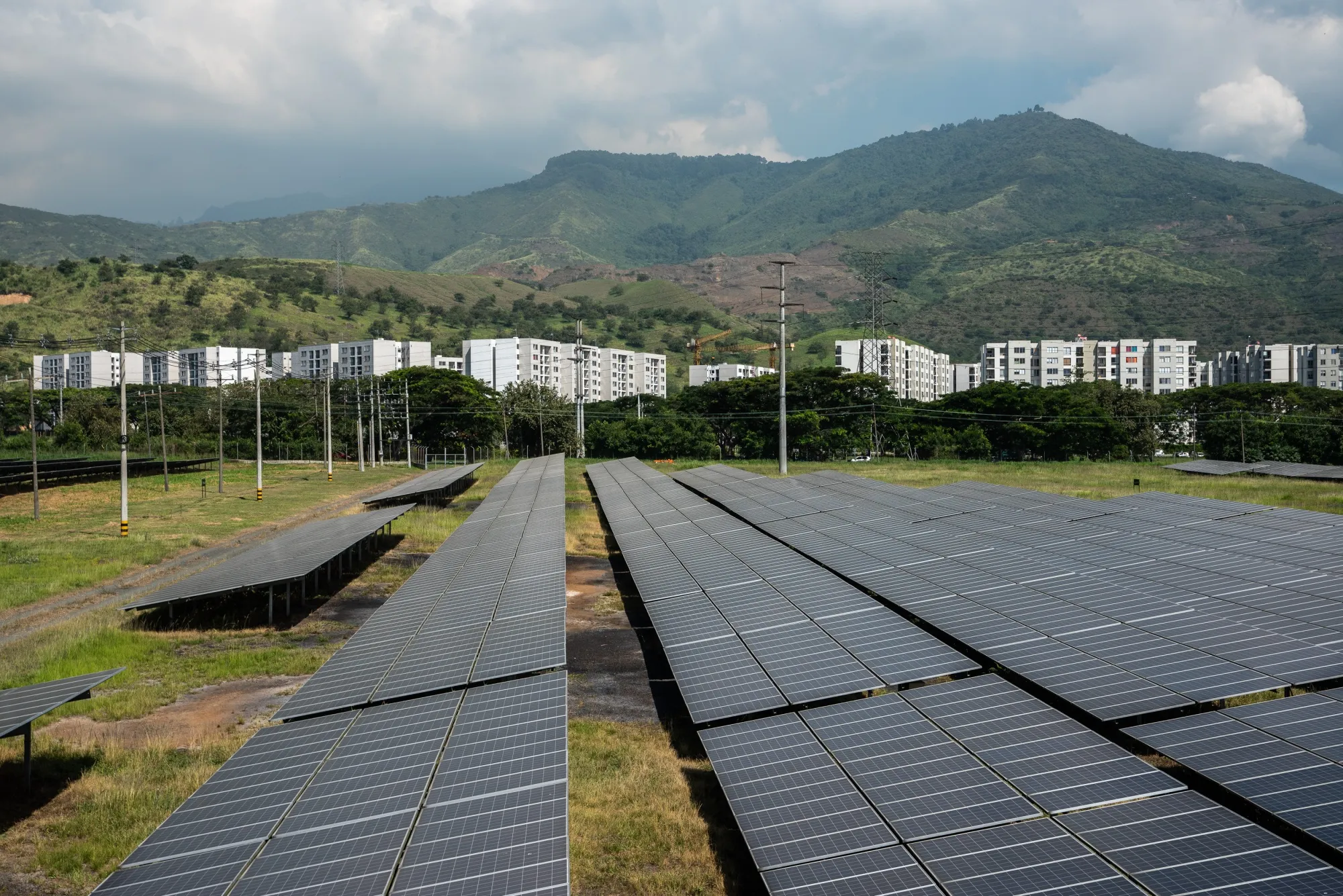 Solar panels at the Celsia solar farm facility in Yumbo, Valle del Cauca department, Colombia.