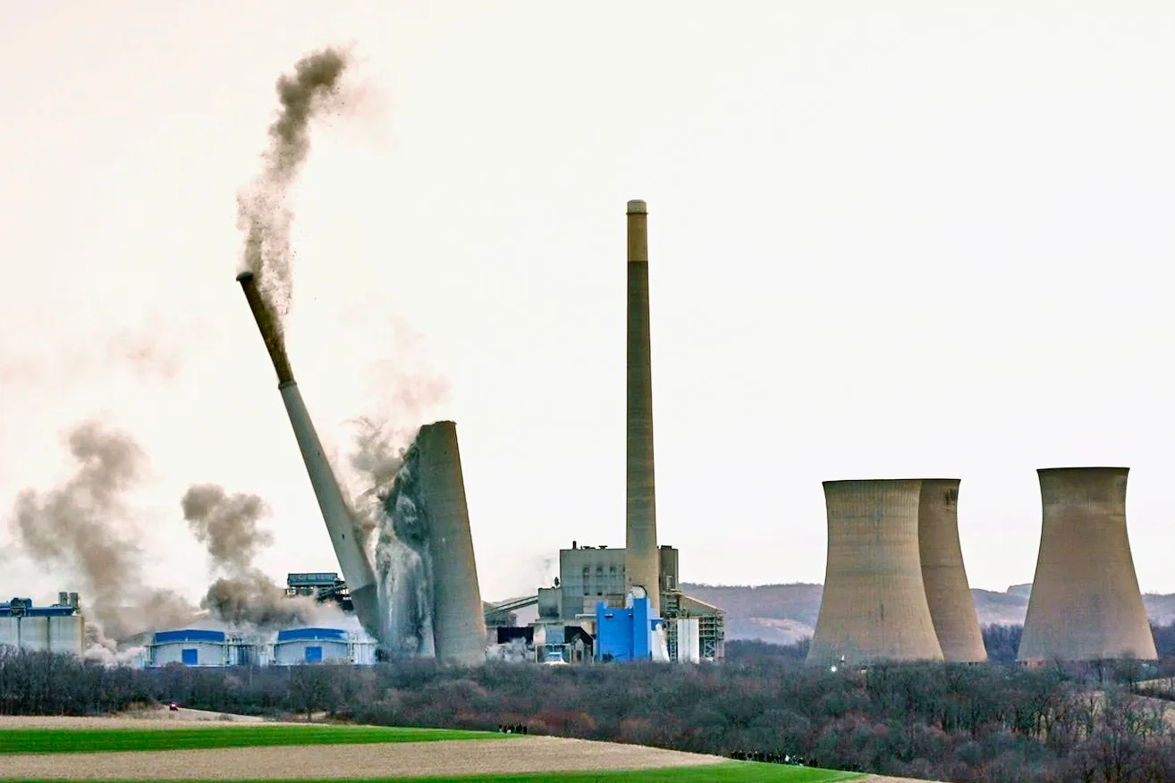 Demolition work at the former coal-fired Homer City Generating Station, on March 22.