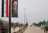 A picture of President Bashar al-Assad on the highway connecting Aleppo to Damascus.