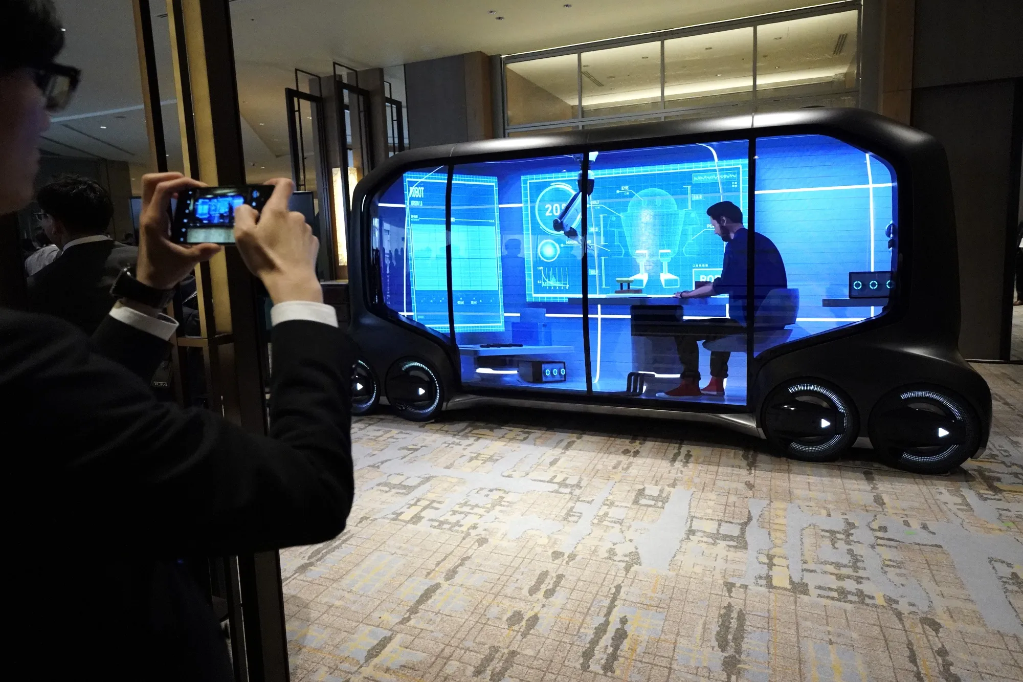 A Toyota e-Palette concept vehicle.