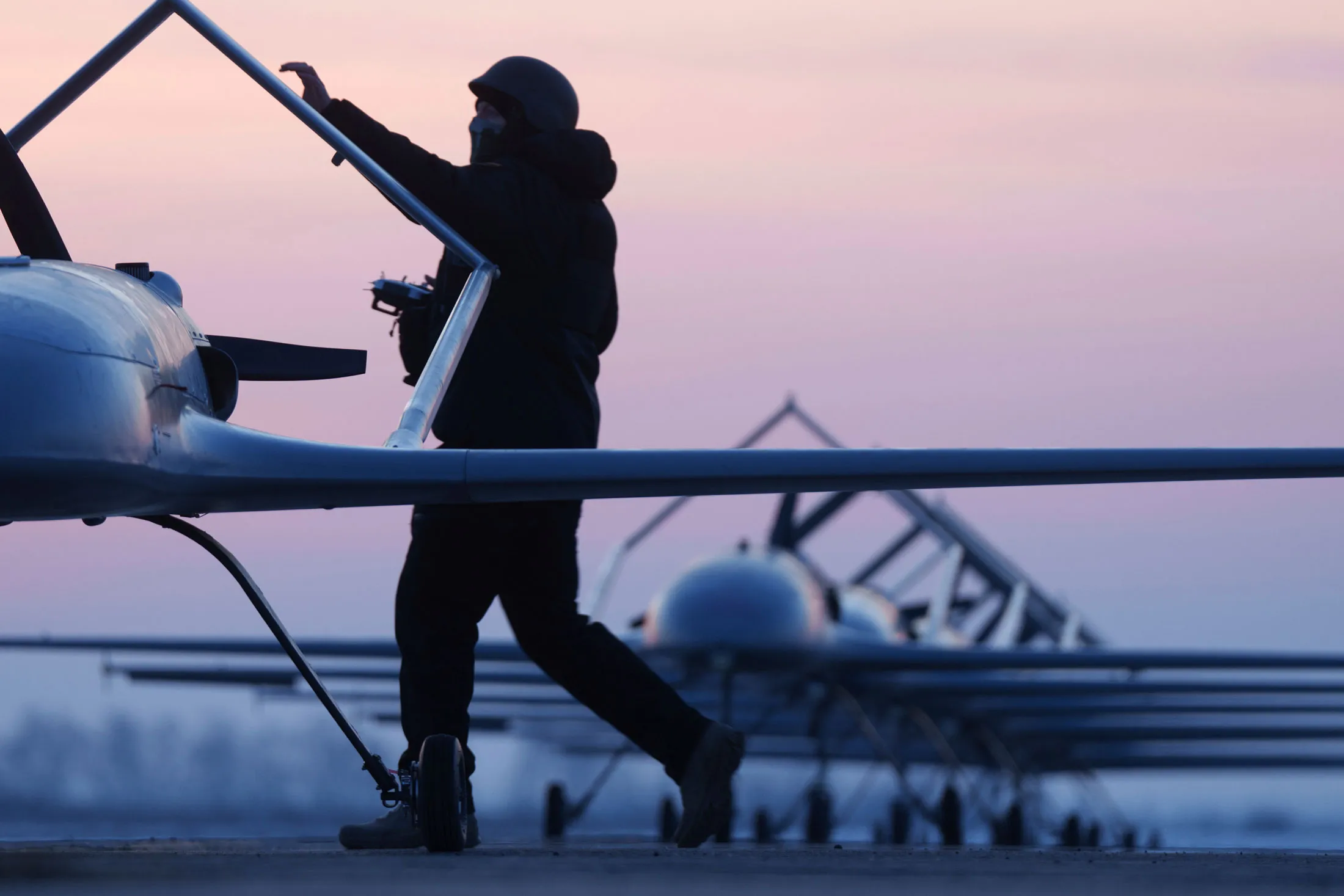 Ukrainian long-range drones at an undisclosed location.