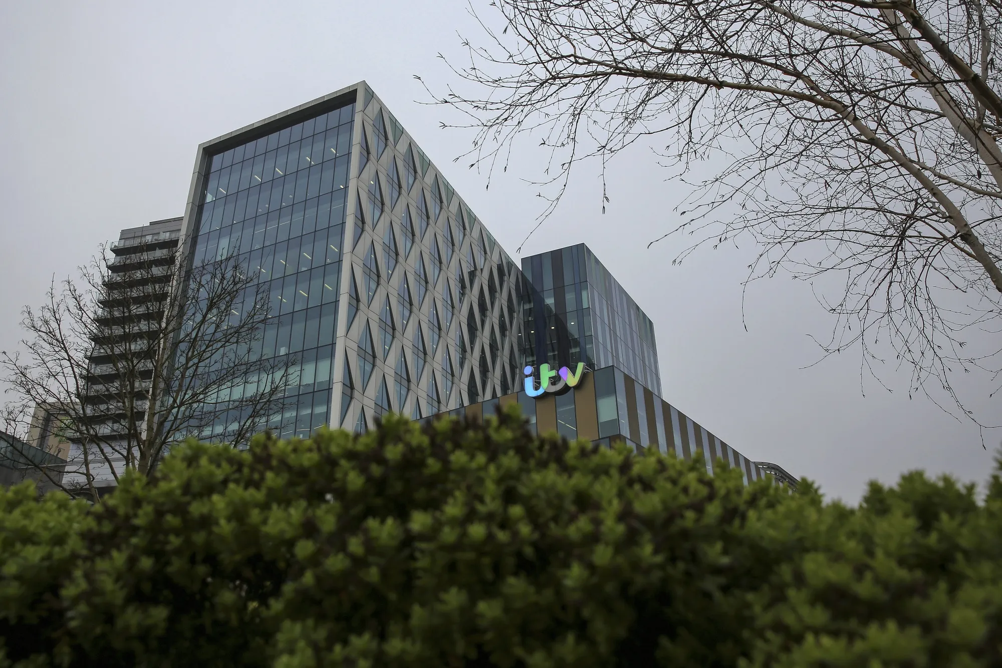 An ITV Plc building in stands in Salford Quays, near Manchester.