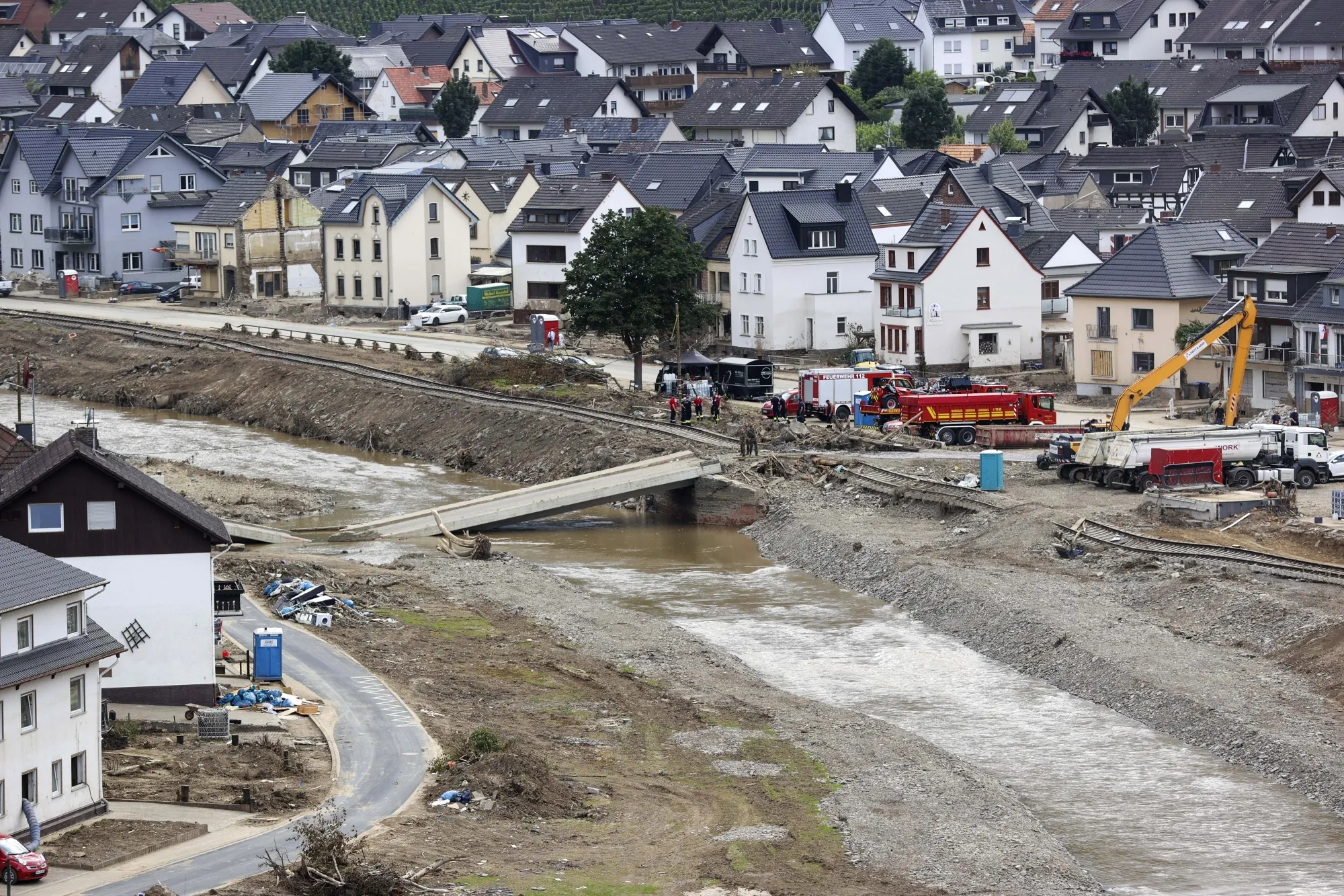The damaged banks of the Ahr river after floods devastated parts of western Germany, in Dernau, in July.