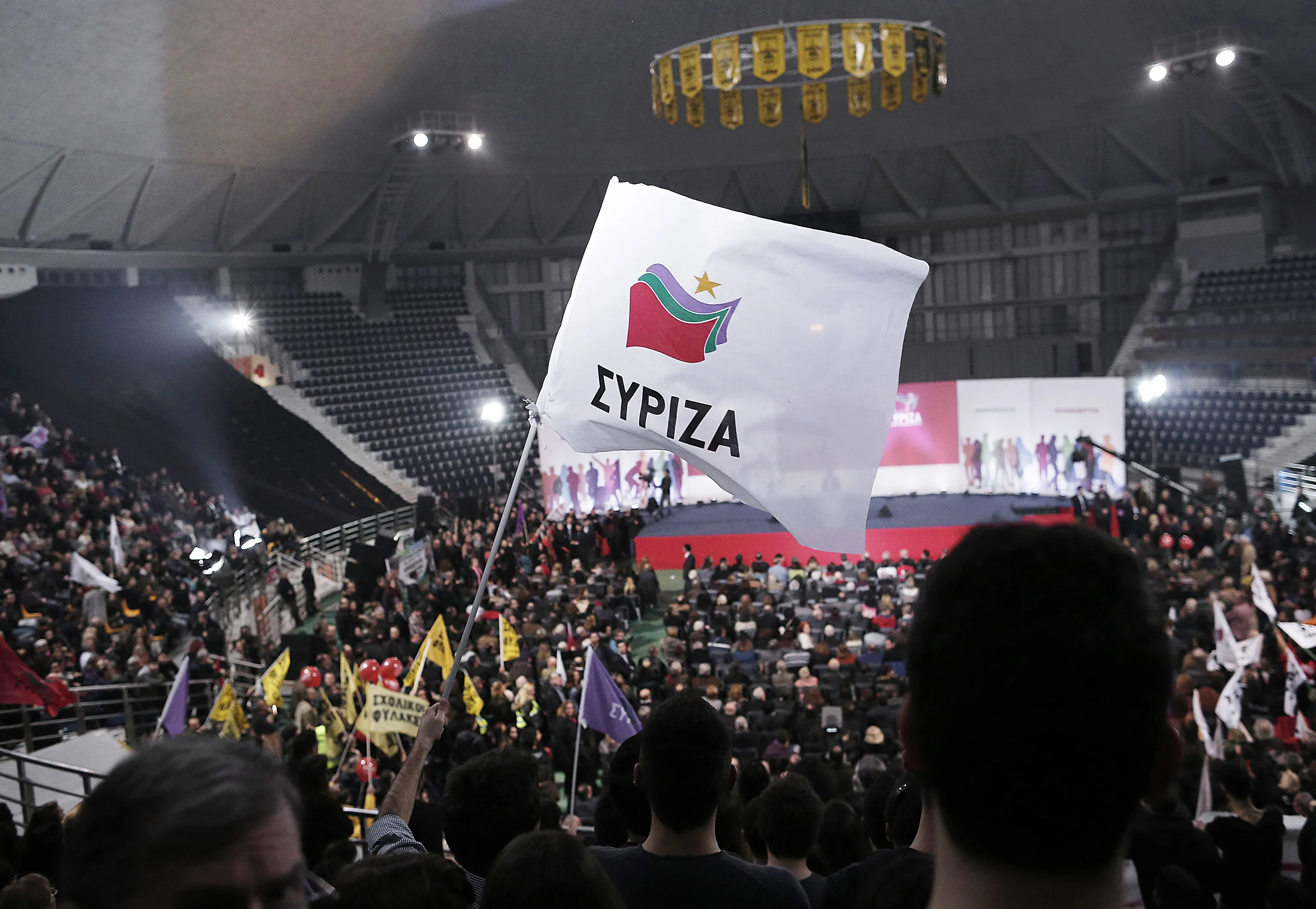 Syriza party supporters at a pre-election rally at the Palais des Sports stadium in Thessaloniki, Greece, on Jan. 20, 2015.
