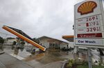No gas today: A South Florida gas station in the aftermath of high winds brought on by Hurricane Irma.