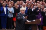 Outgoing Prime Minister Boris Johnson delivers his leaving speech outside 10 Downing Street.