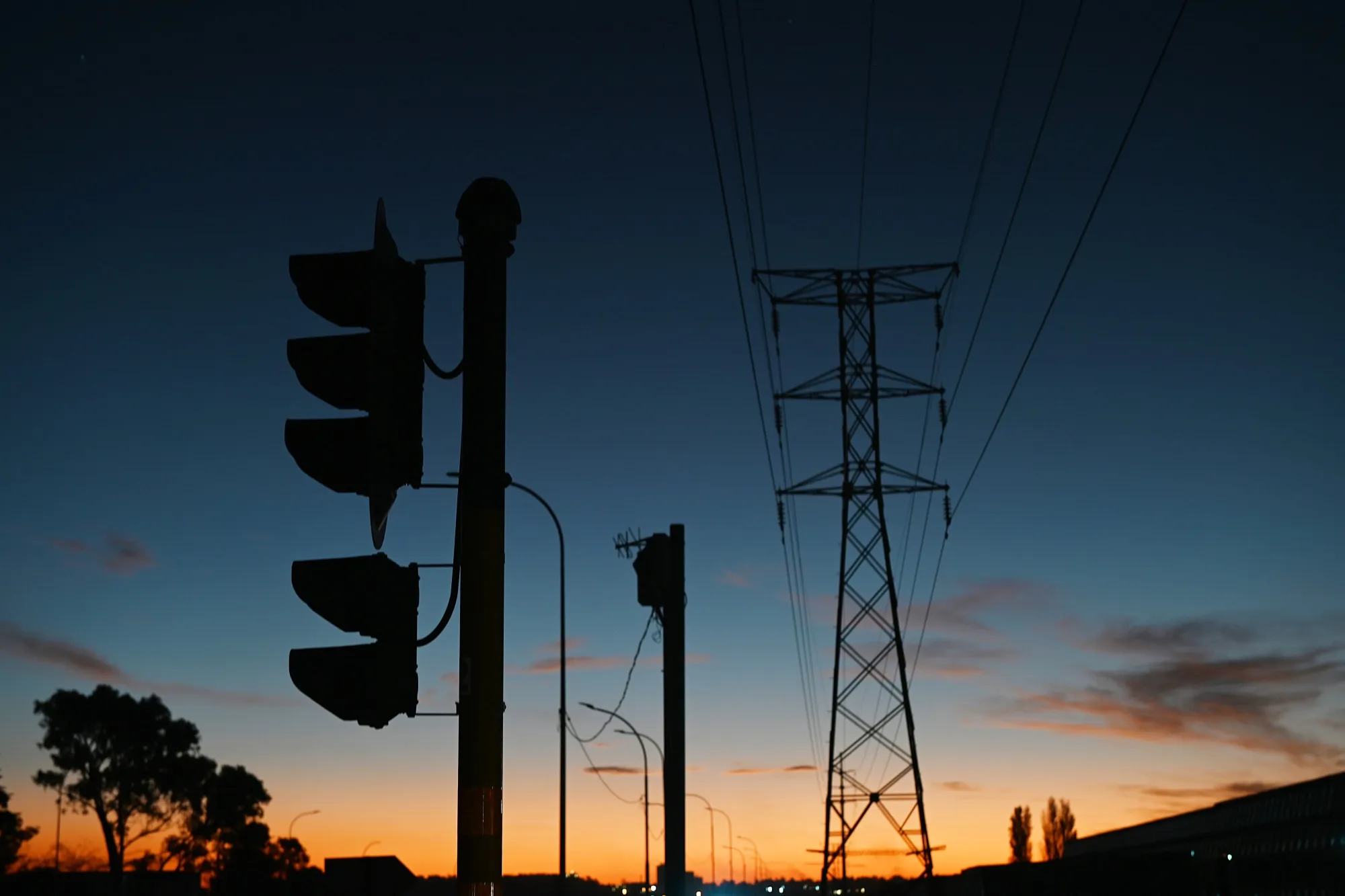 A darkened street during a power shutdown in Johannesburg.