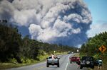 An ash plume rises from the Kilauea volcano on Hawaii's Big Island on May 15, 2018.