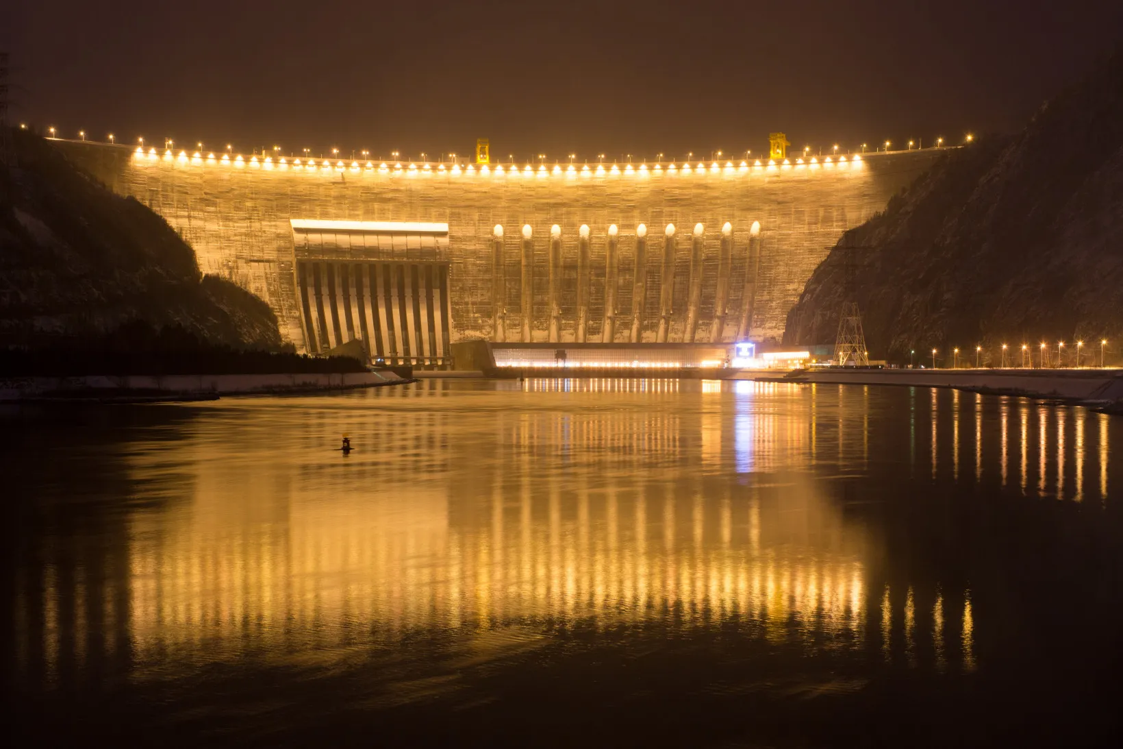 A hydropower station on the Yenisey river near Sayanogorsk, Russia.
