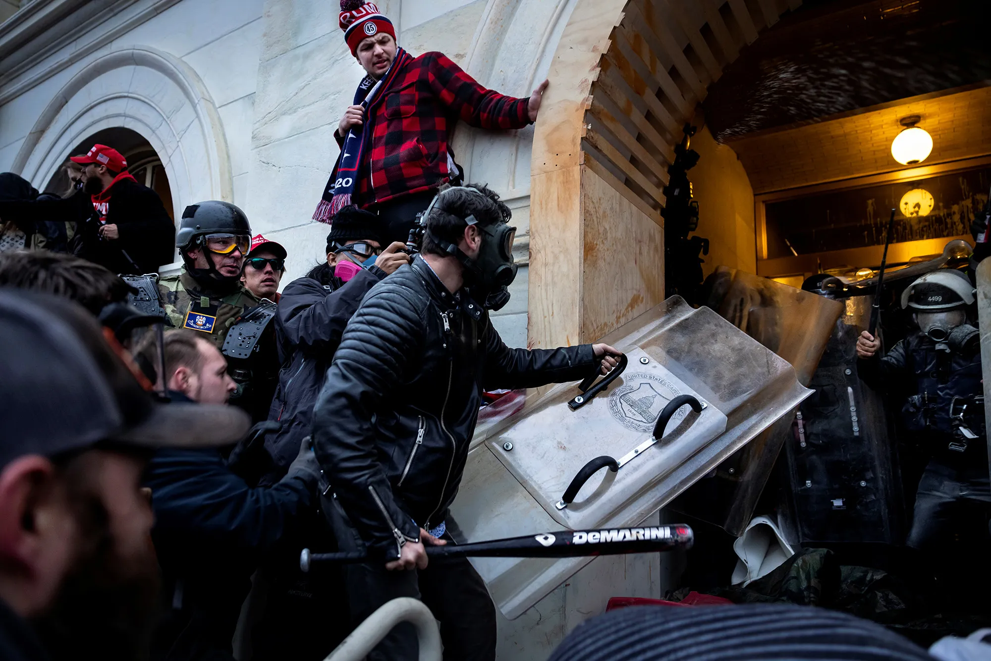Trump supporters clash with police and security forces at the U.S. Capitol in Washington, D.C. on Jan. 6.&nbsp;