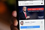 The Facebook account for U.S. President Donald Trump on a smartphone arranged in Arlington, Virginia, U.S., on Thursday, Jan. 7, 2021.