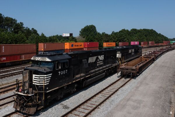 A Norfolk Southern rail terminal in Austell, Georgia, US. 