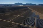 First Solar photovoltaic panels at the Desert Stateline Solar Facility, a utility-scale photovoltaic power station, in the Mojave Desert in San Bernardino County, California, Feb. 19, 2022. 