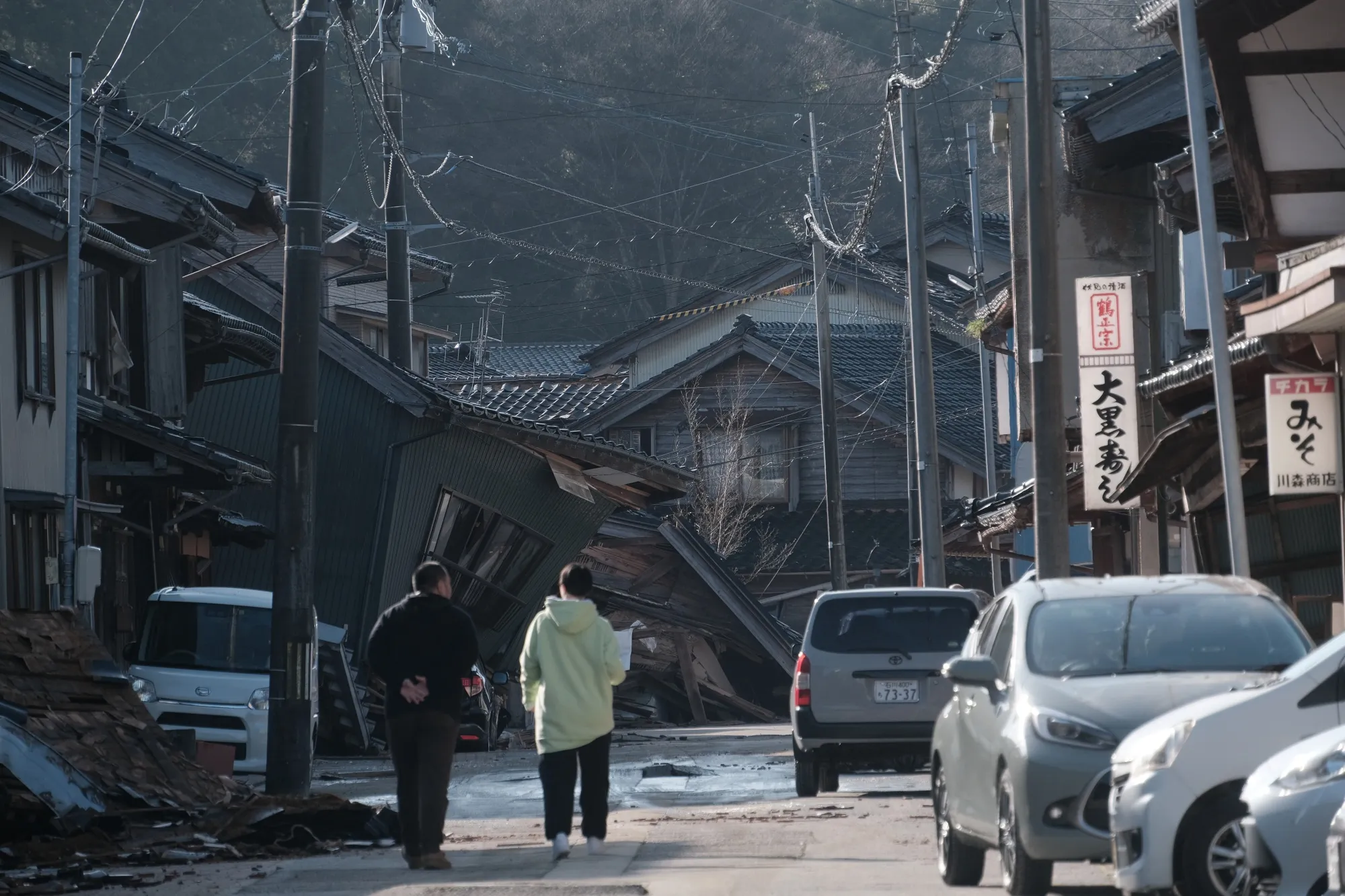 Collapsed houses following an earthquake in Nanao, Ishikawa Prefecture, Japan, on Jan. 2.