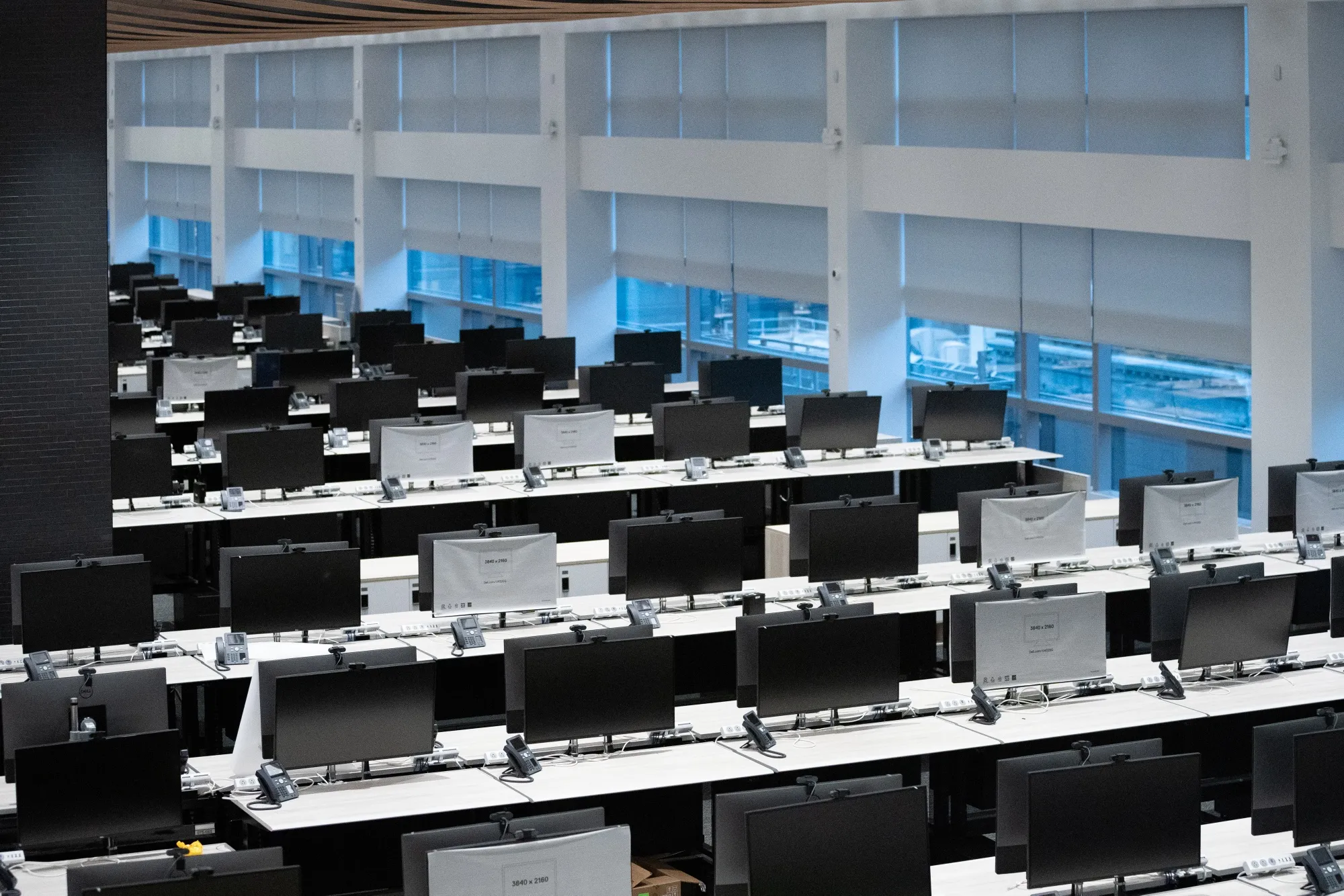 Monitors inside a trading room at Deutsche Bank in New York.