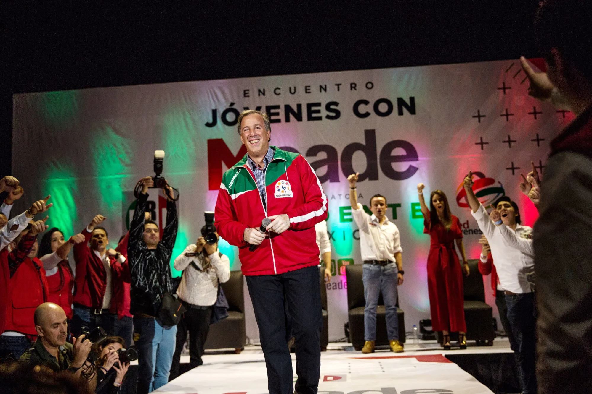 Jose Antonio Meade attends a meeting with the party's Red Youth For Mexico in Mexico City.