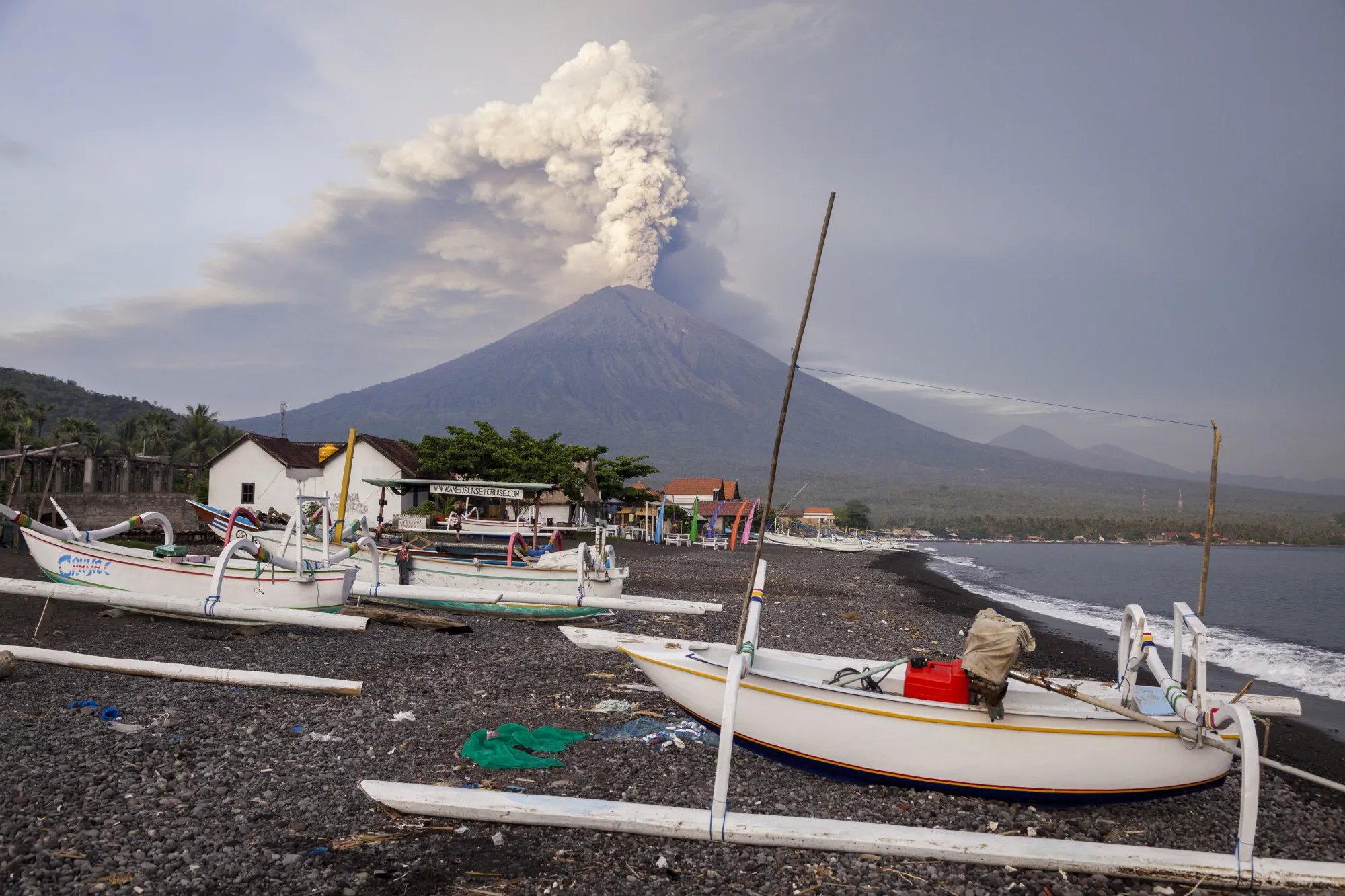 Mount Agung spews volcanic ash into the sky on Nov. 28.