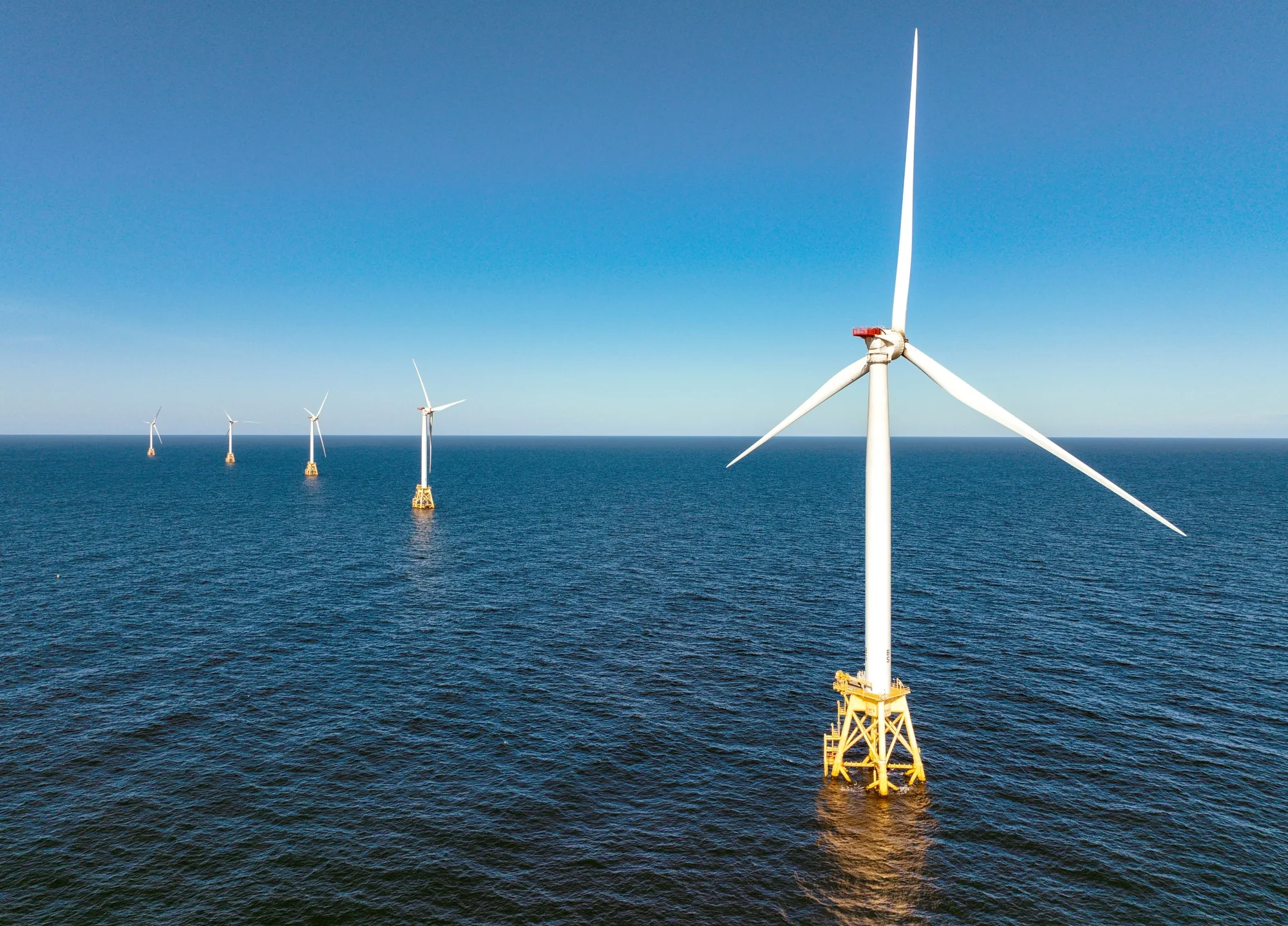 Turbines at a small project off Rhode Island. The US offshore wind industry has faced multiple setbacks in recent years.