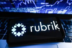 In this photo illustration  a Rubrik logo is displayed on a