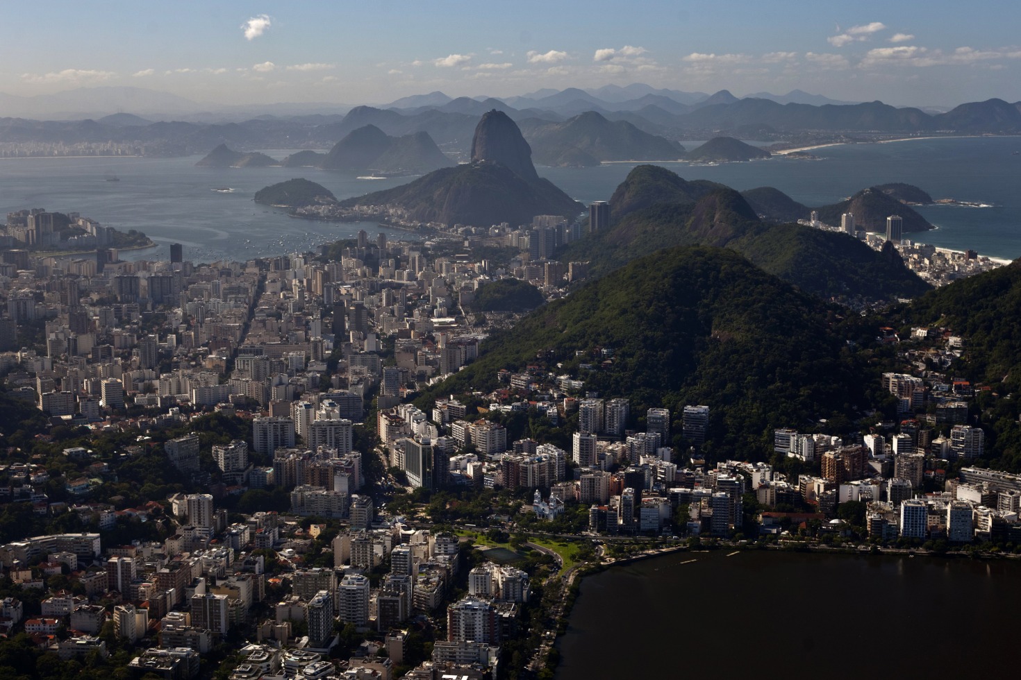 Guanabara Bay is seen in this aerial photograph of Rio de Janeiro.