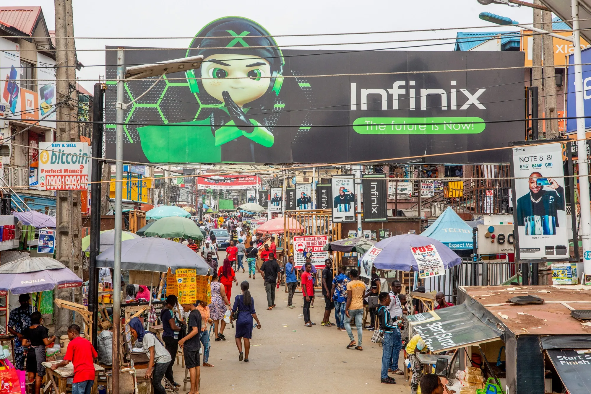 Shoppers at the Ikeja computer village market in Lagos, Nigeria.