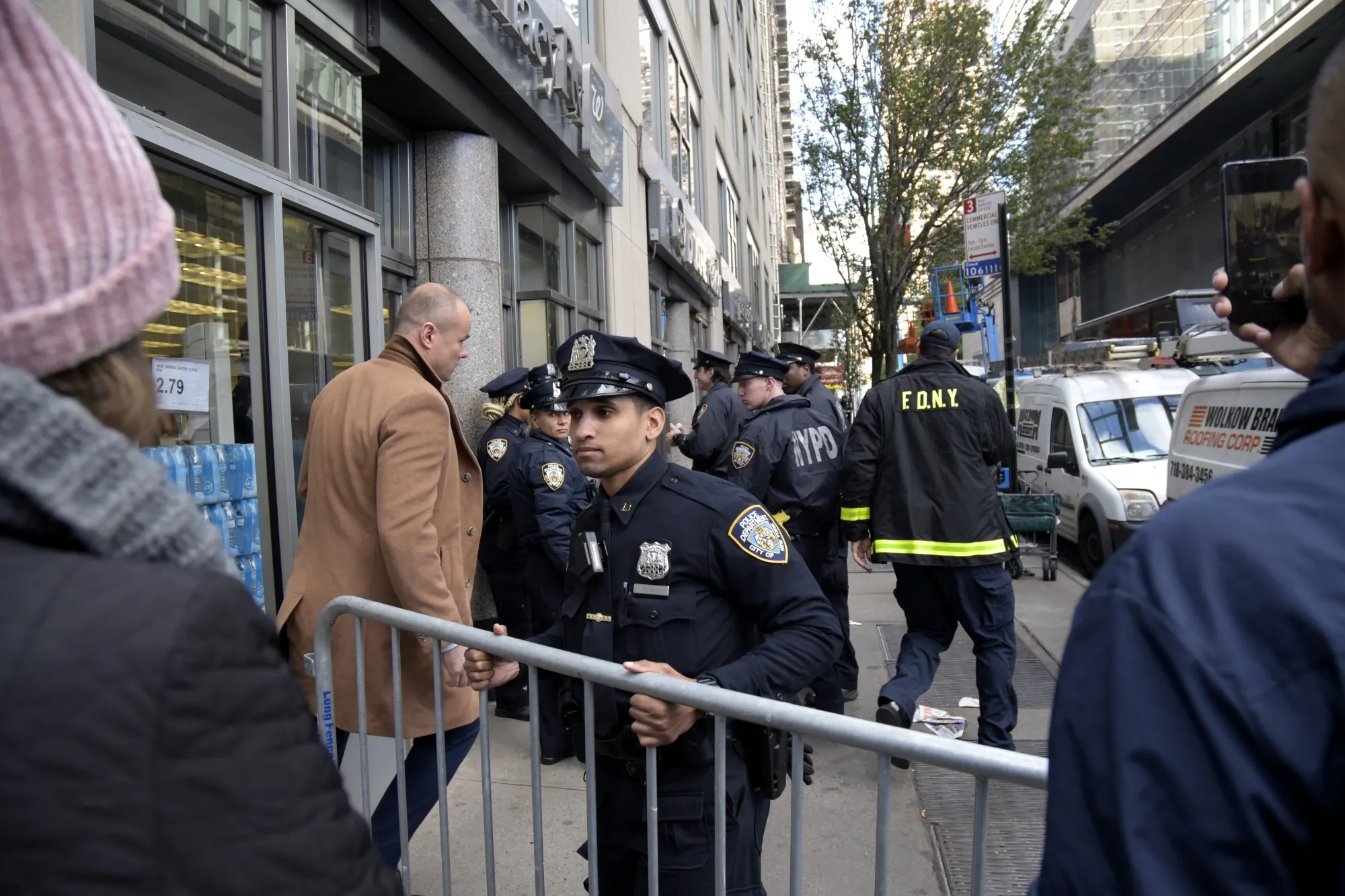 NYPD officer outside of the Time Warner Center in New York on Oct. 24, 2018.