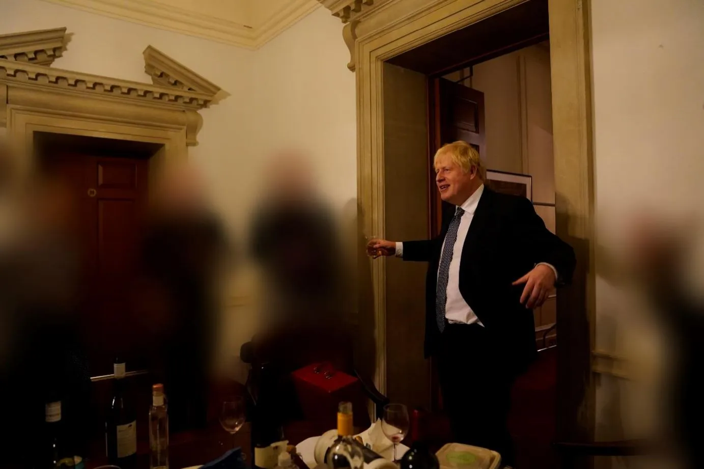 Boris Johnson attends a gathering at Number 10 on Nov. 13, 2020.