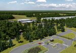 An illustration shows the data center site planned by Apple Inc. in the Derrydonnell forest, near Athenry, Ireland.