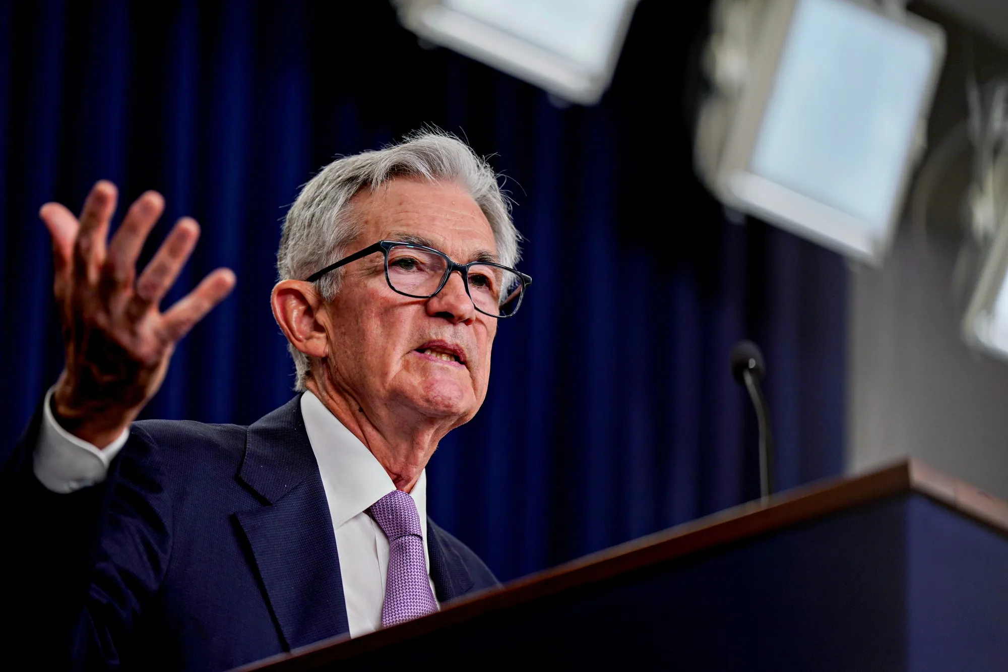 Jerome Powell&nbsp;speaks during a news conference following a Federal Open Market Committee&nbsp;meeting in Washington, DC, on Sept. 18.