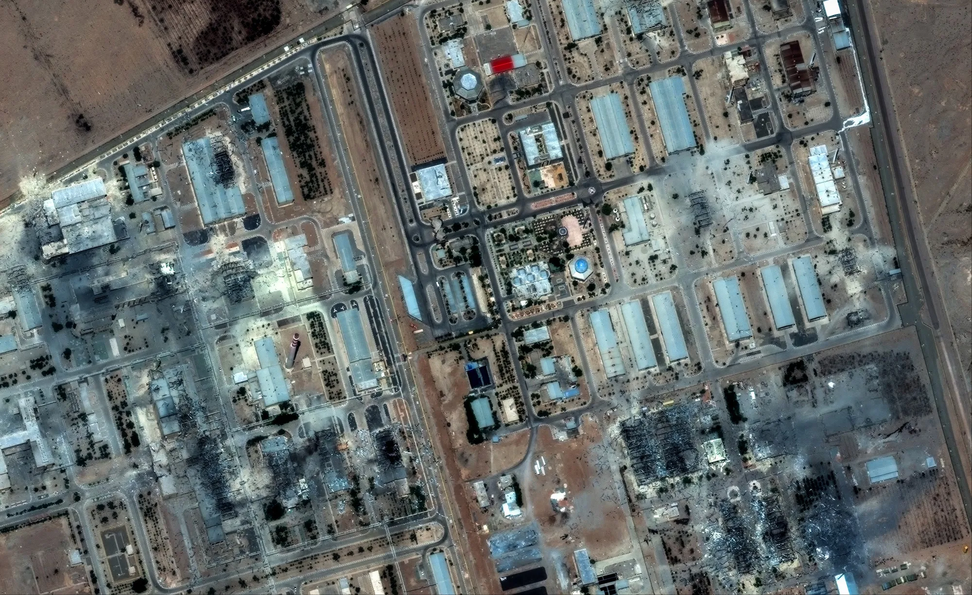A satellite image showing destroyed buildings at the Isfahan nuclear technology center after the June airstrikes.