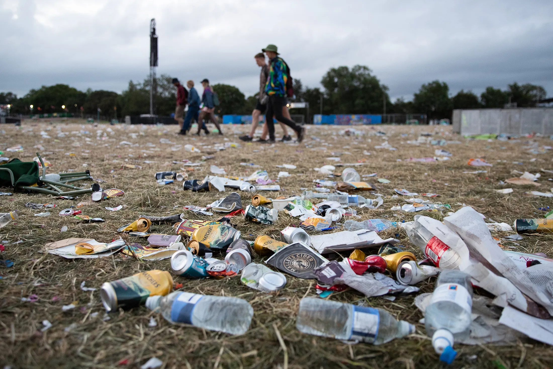 Cleaning up after the Glastonbury Festival in 2019.