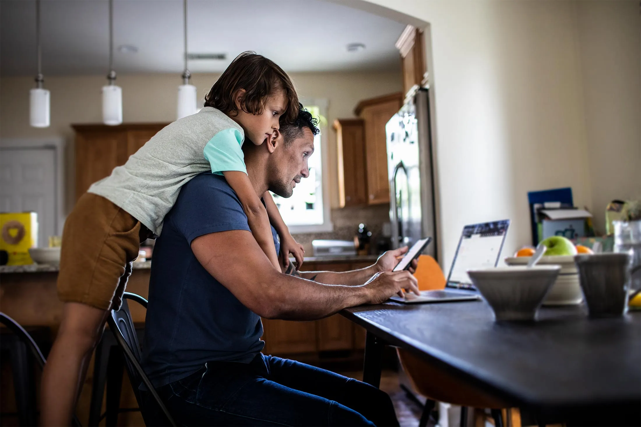 Father Kid Child Working Parent