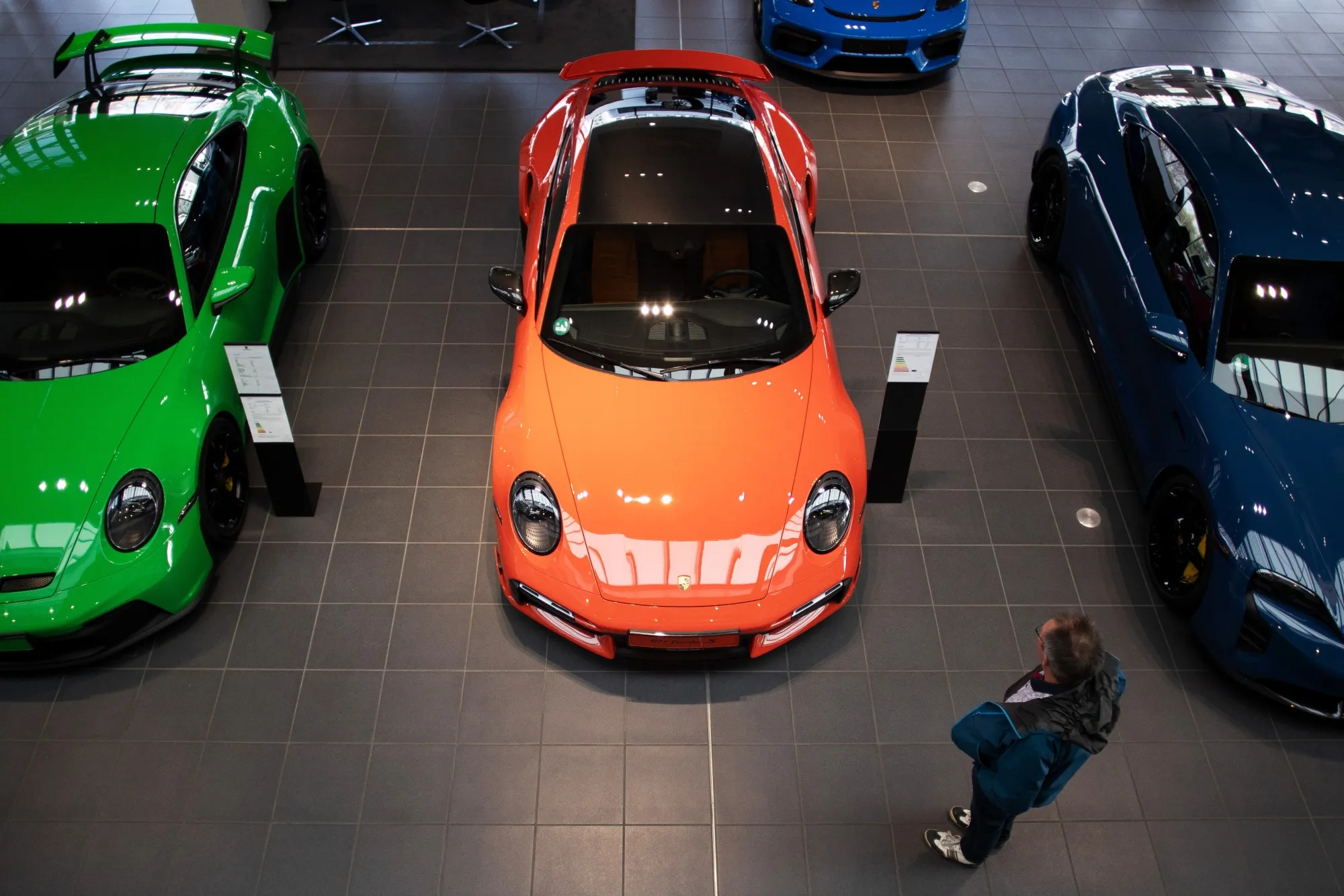 A customer&nbsp;at a Porsche SE showroom in Berlin, Germany.